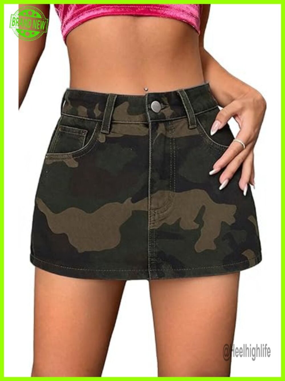 Mini Denim Skort High Stretch Low Waist Summer Casual Trendy